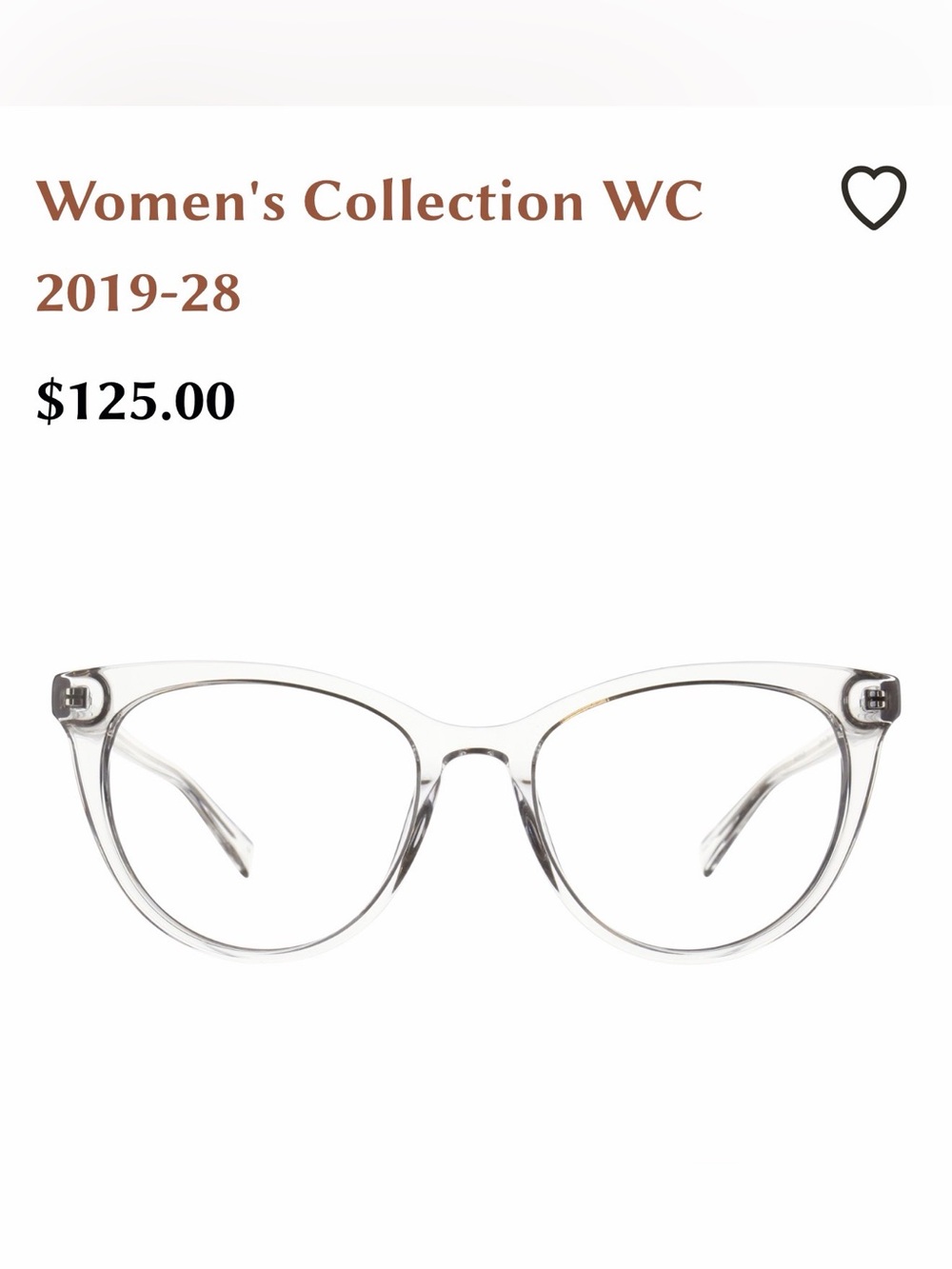 Crystal Clear Cat-Eye optical frames WC 2019-18 , C.E. Quality Standard